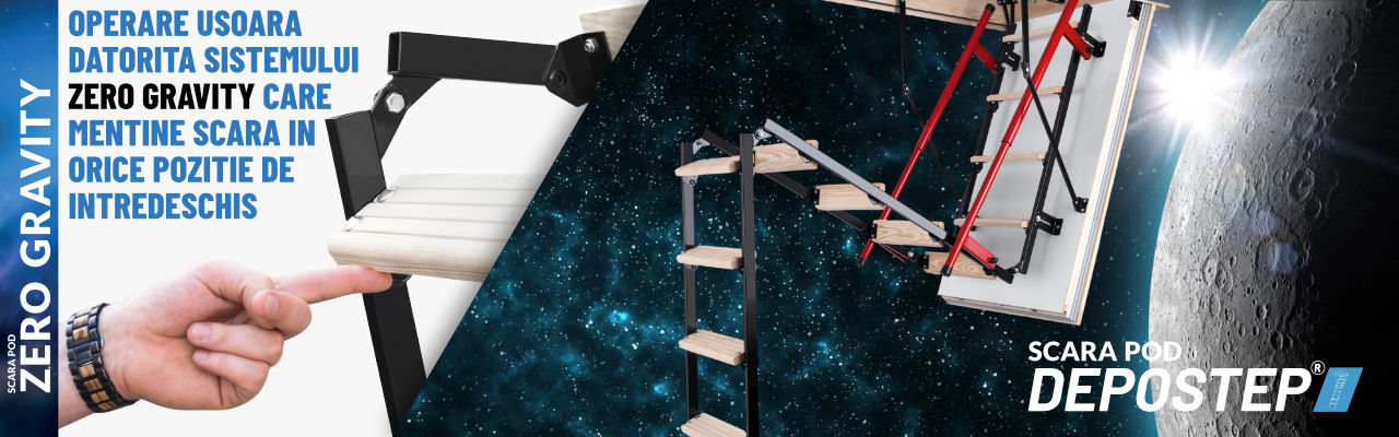 Scara pod metalica DEPOSTEP TMP - sistem zero gravity de depliere scara pod